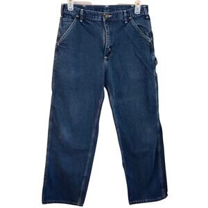 Vintage Carhartt relaxed loose-fit denim carpenter dungaree work jeans (34 x 30)